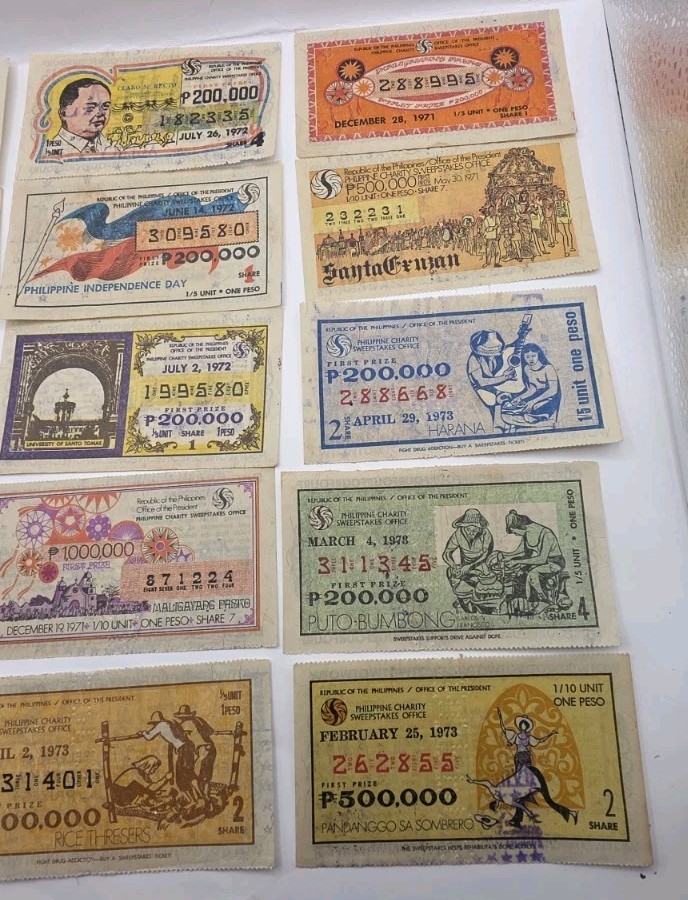 1970s Philippines Paper Collectible Vintage Sweepstakes.Lot Of 15.Original.Used.
