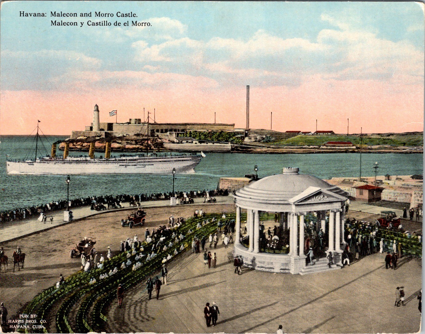 Harris Bros Havana Cuba Malecón Morro Castle Souvenir Postcard c 1910s