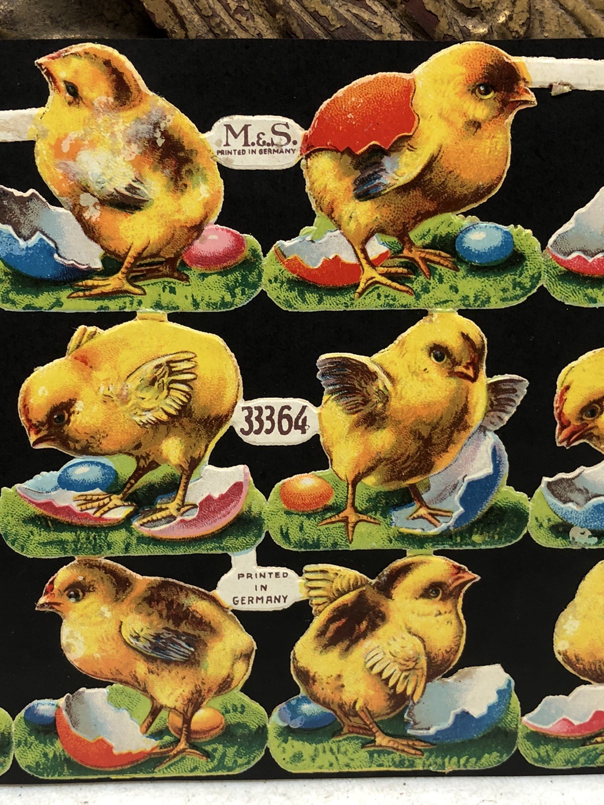 Baby Chicks & Giraffes Clown Kids Die Cut Scraps Glued on Paper Double Sided L8