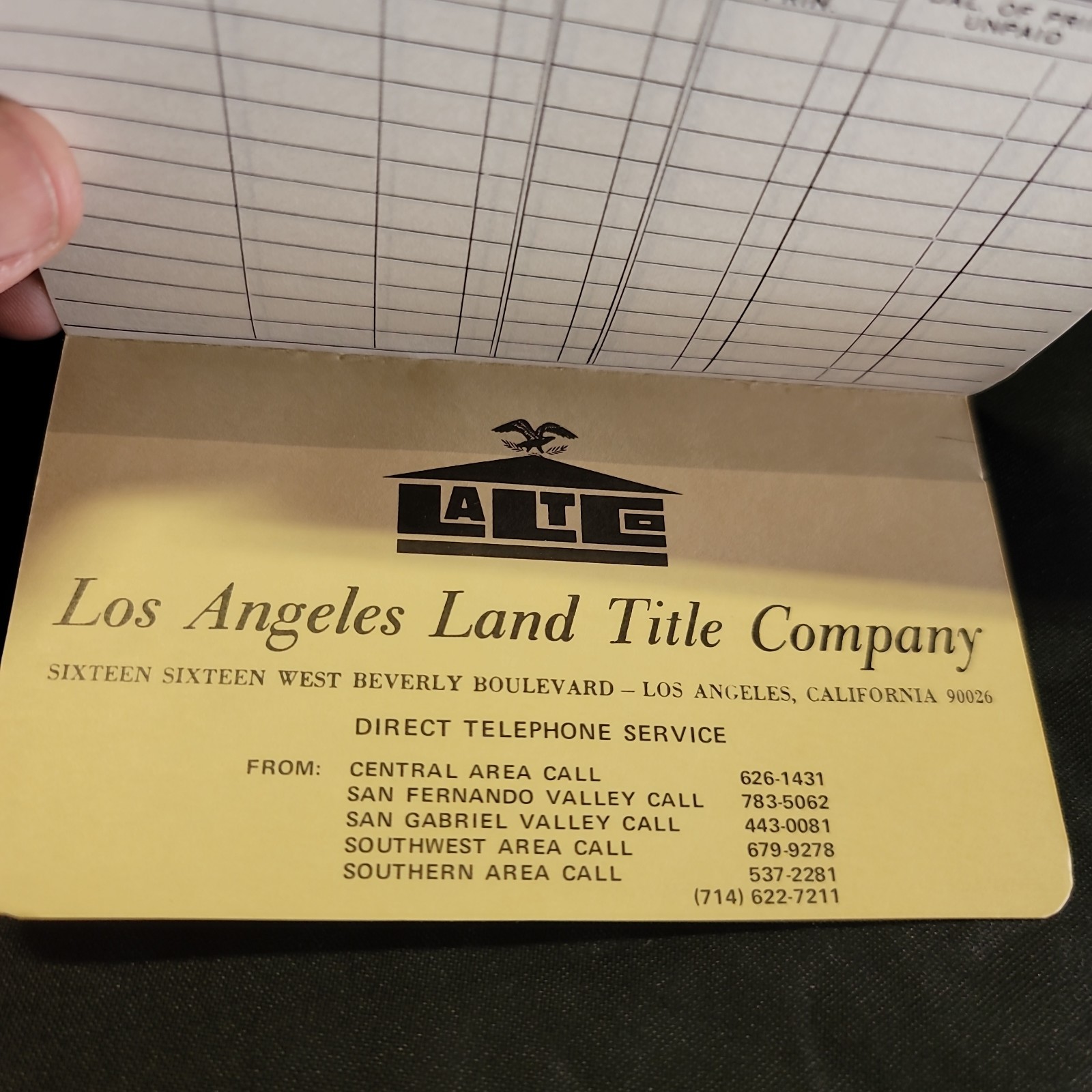 Vintage c1980s Los Angeles Land Title Company Payment Register Unused VTG