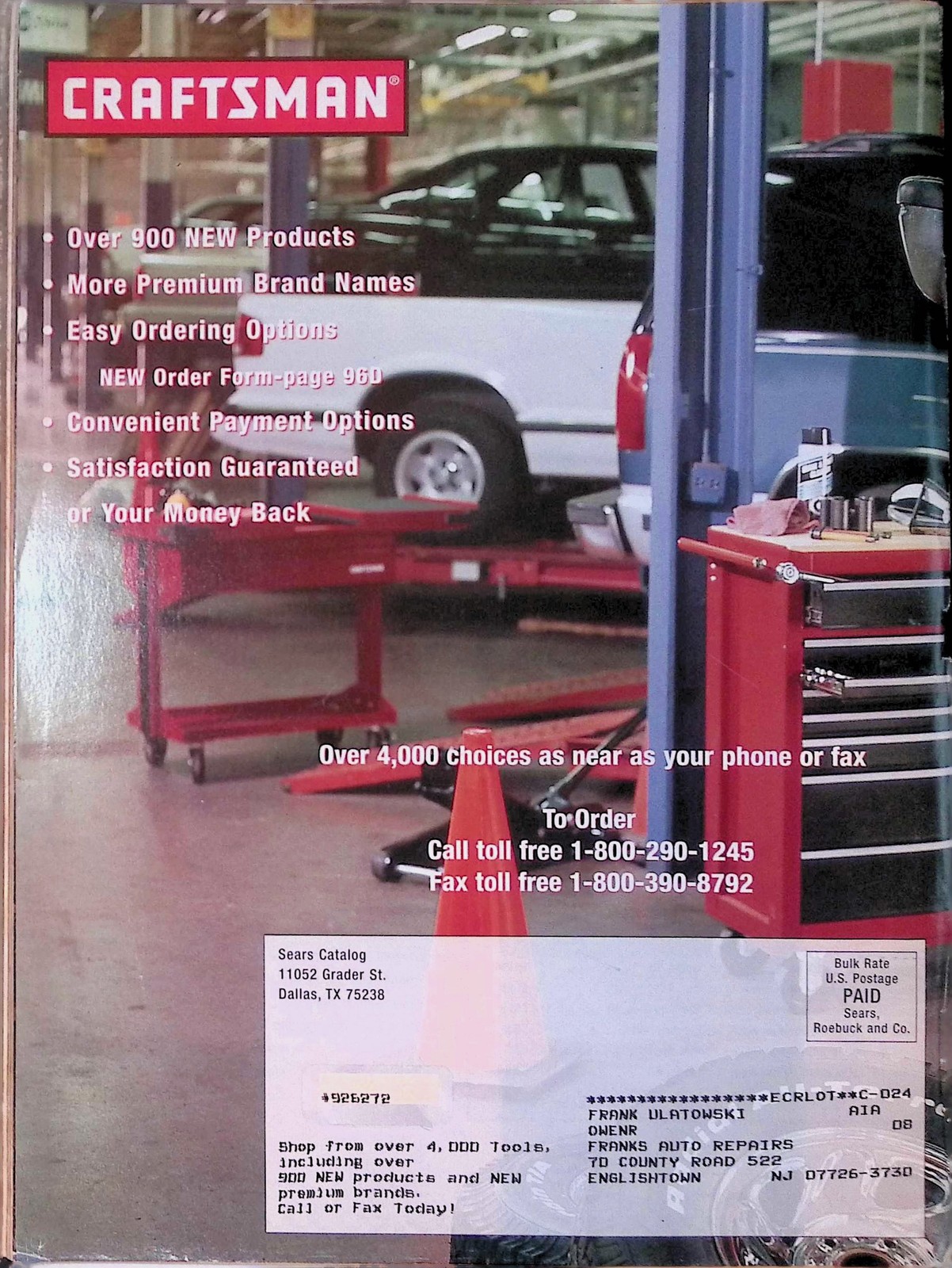 2000 Sears Craftsman Catalog Frank Ulritowski Brooks Auto Repairs NJ