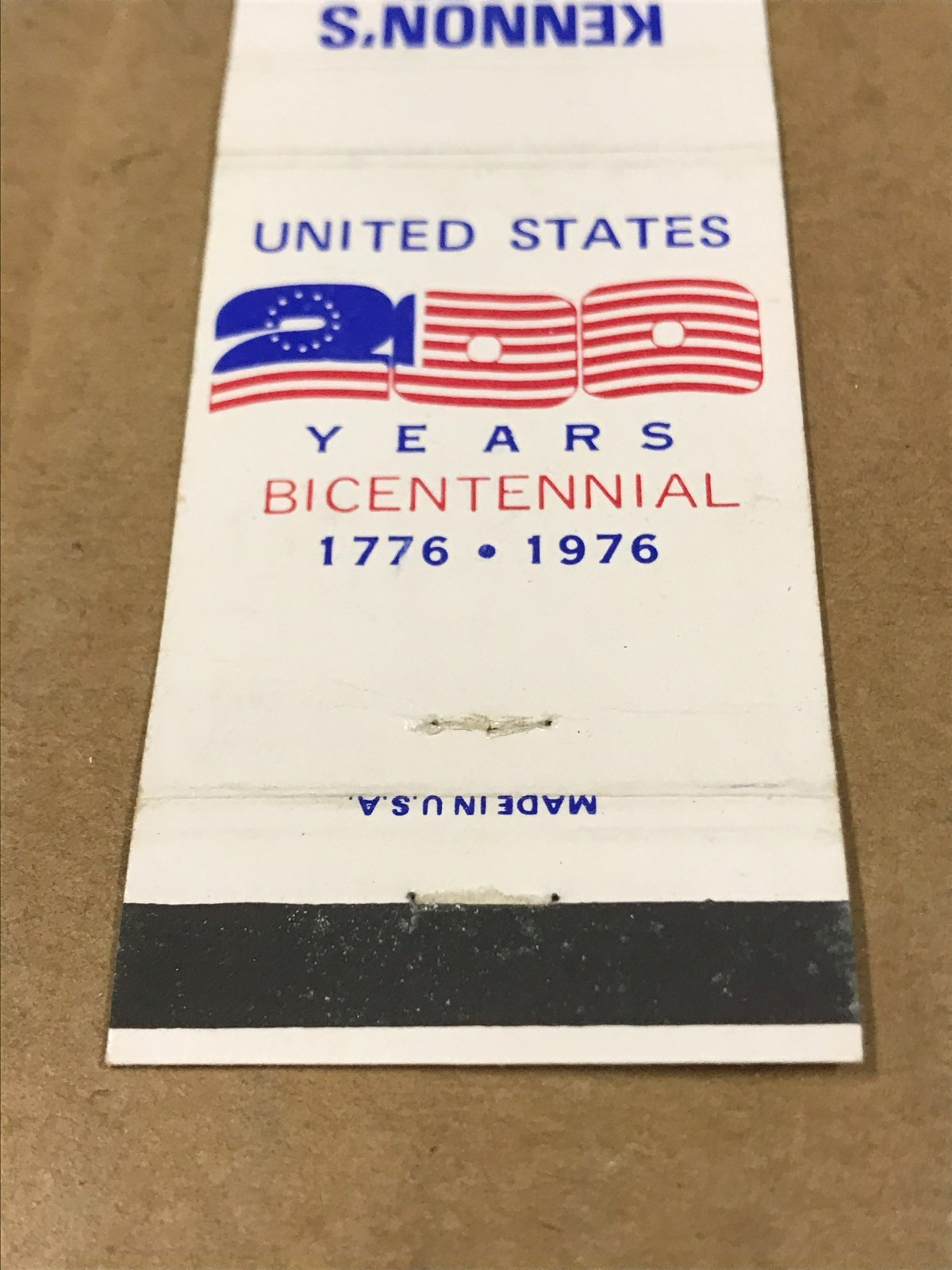 Vintage Kennon’s Cafe/United States Bicentennial – Matchcover, Matchbook