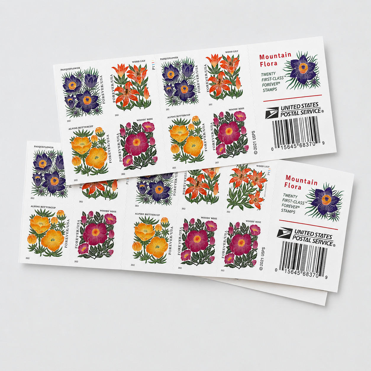 Mountain Flora USPS Forever Stamp Scott #5673-5673 5 Booklets x20, 100 stamps