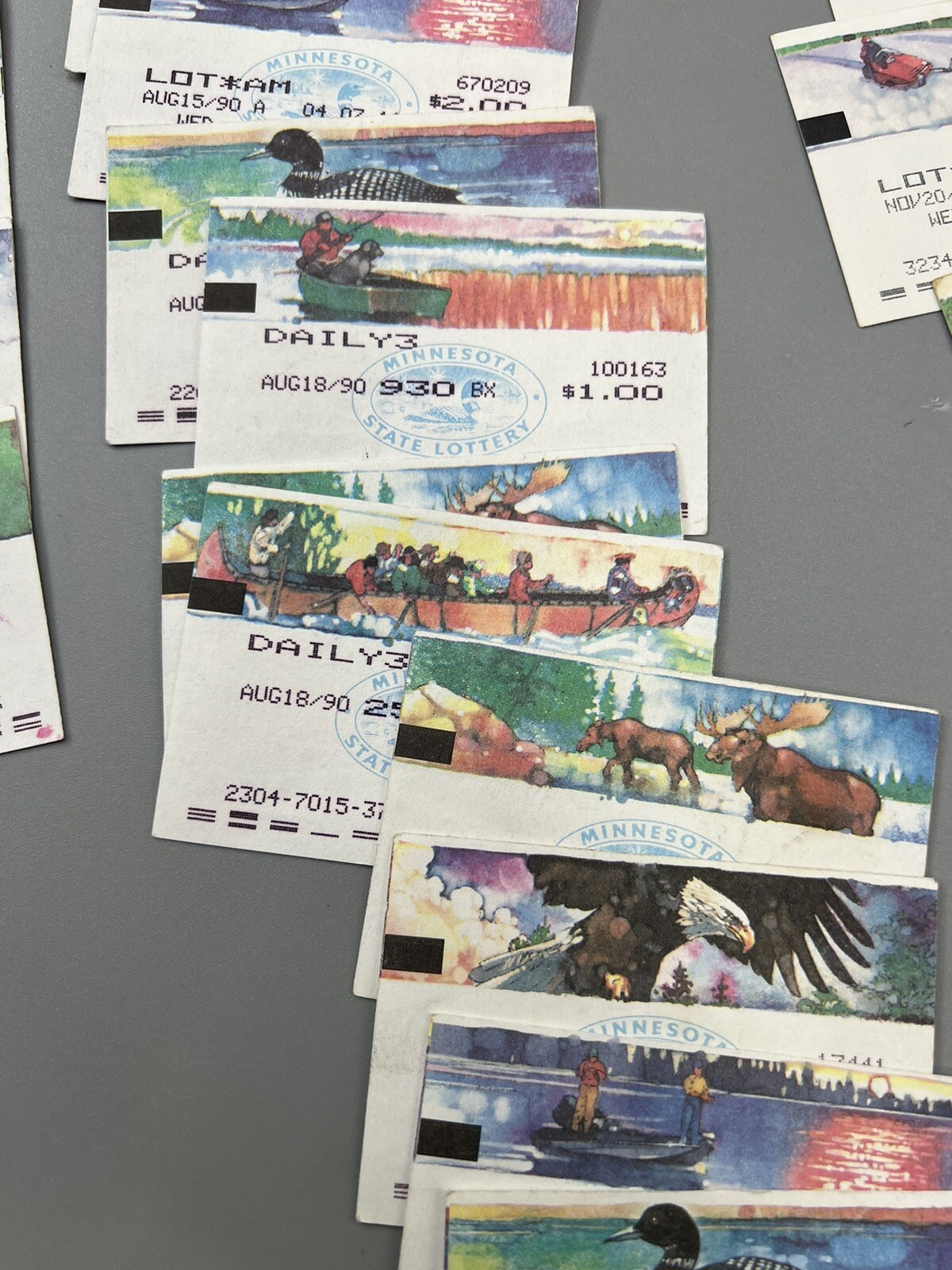 The Very First Minnesota State Lottery Tickets!! Issued in 1990/1991/1992