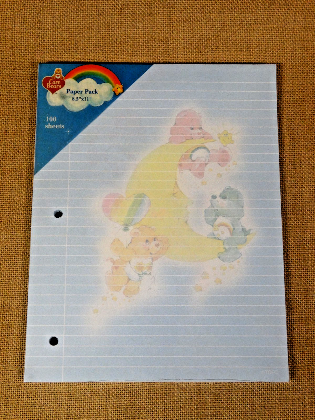 Vintage 2004 Care Bears Paper Pack ~Ruled Filler Notebook Paper~ 3 Hole Punched