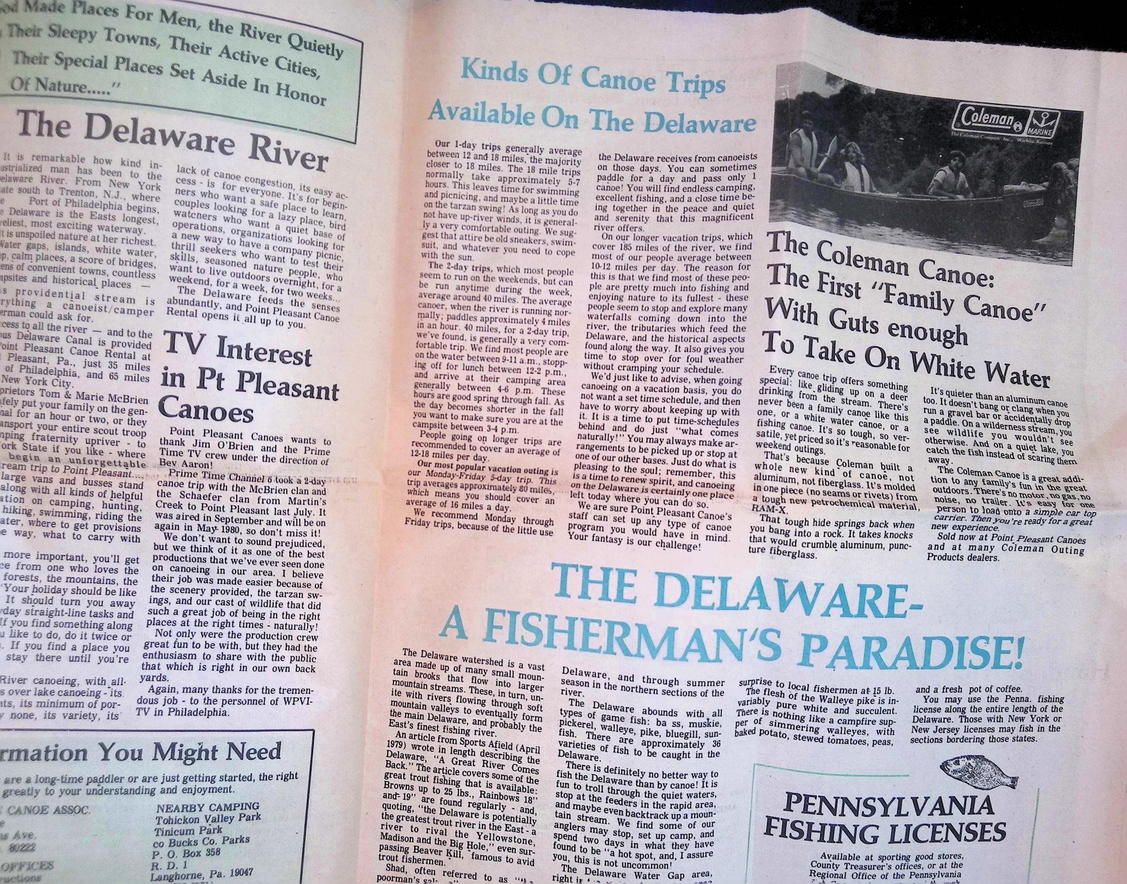 1970s PA Whitewater Canoeing Rafting Tubing Newsletter Flyer Lehigh Youghiogheny
