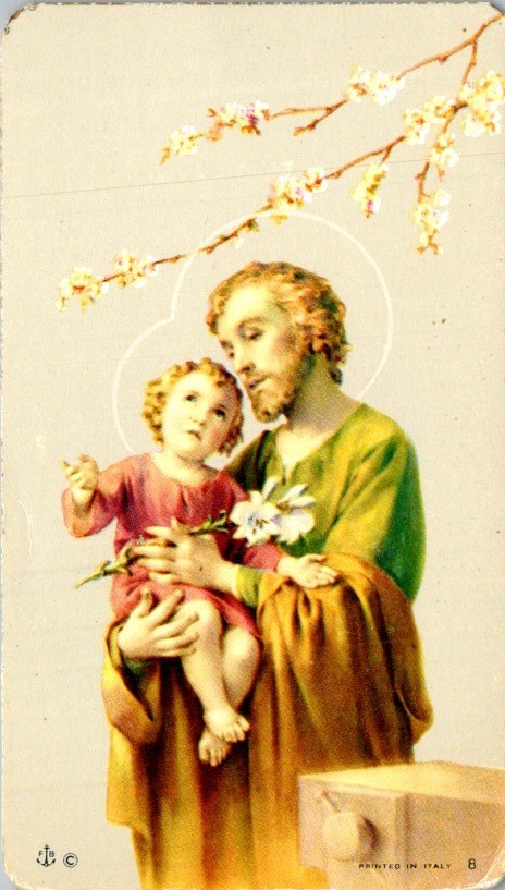 Saint Joseph & Child Jesus Holy Card Fratelli Bonella 1940s Printed in Italy