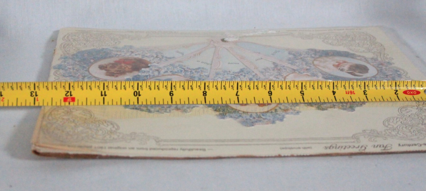 RARE! VINTAGE OLD PRINT FACTORY TURN OF THE CENTURY 6 DOGS & CATS PAPER FAN NEW