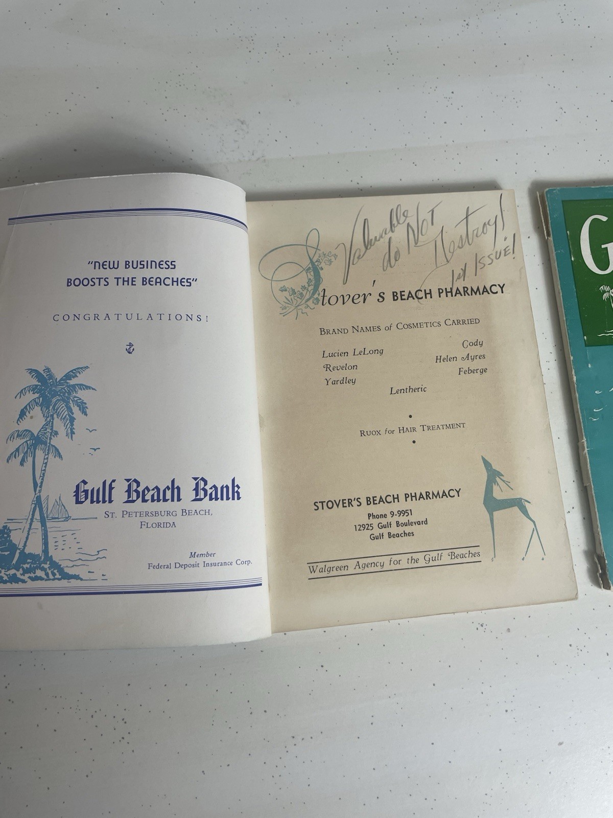 (2) 1950s Florida Tourist Brochure Ephemera Gulf Coast Gulf Beacher Rare 1st Ed