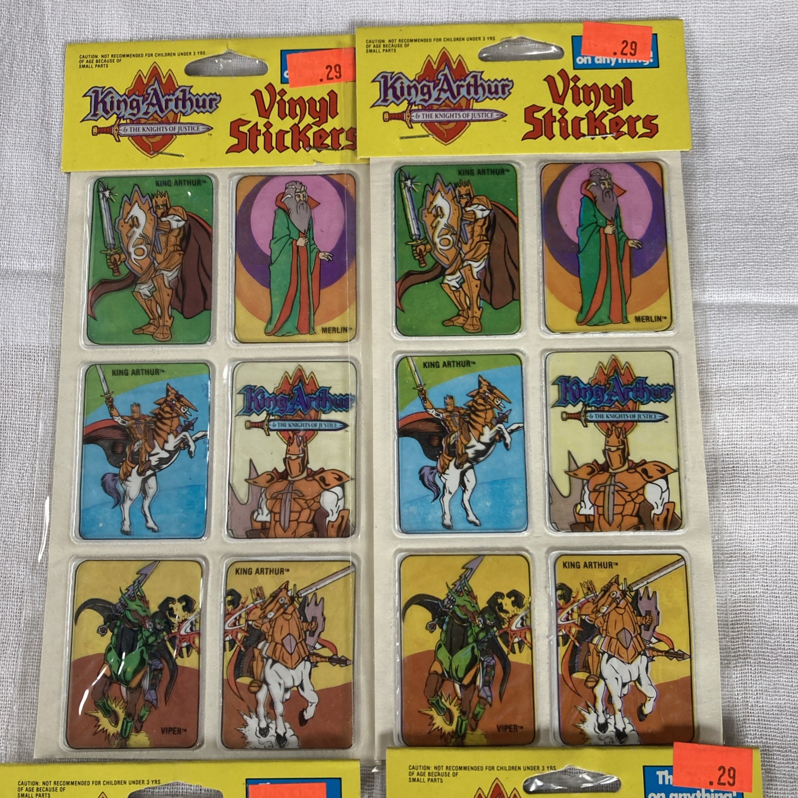 King Arthur The Knights of Justice Vinyl Stickers 1992 Lot of 4 New Sealed
