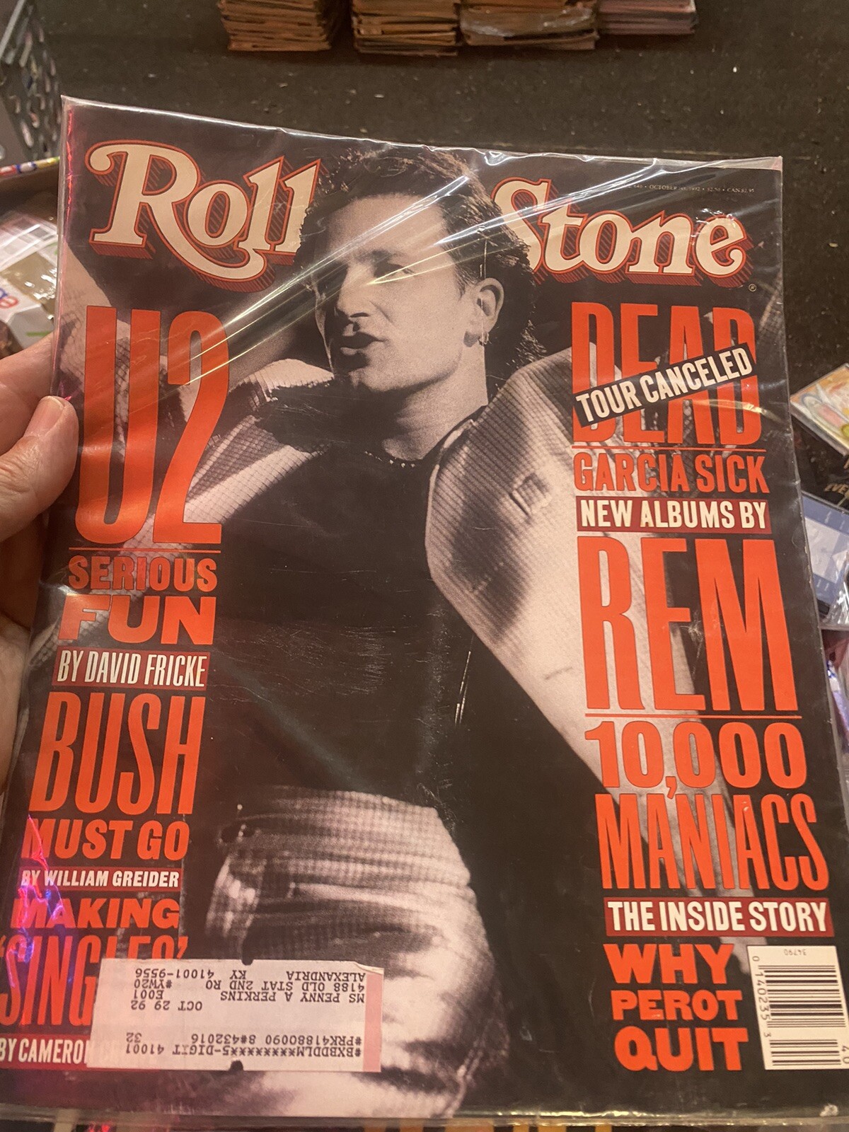 ROLLING STONE 10/1 1992 U2 REM Dead Tour Cancelled movie Singles ++ Bagged