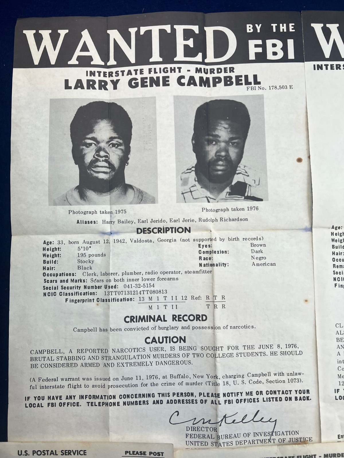 FBI Wanted Poster Collection 12 Vintage 1970s Crime Murder Hit Man Bank Robber