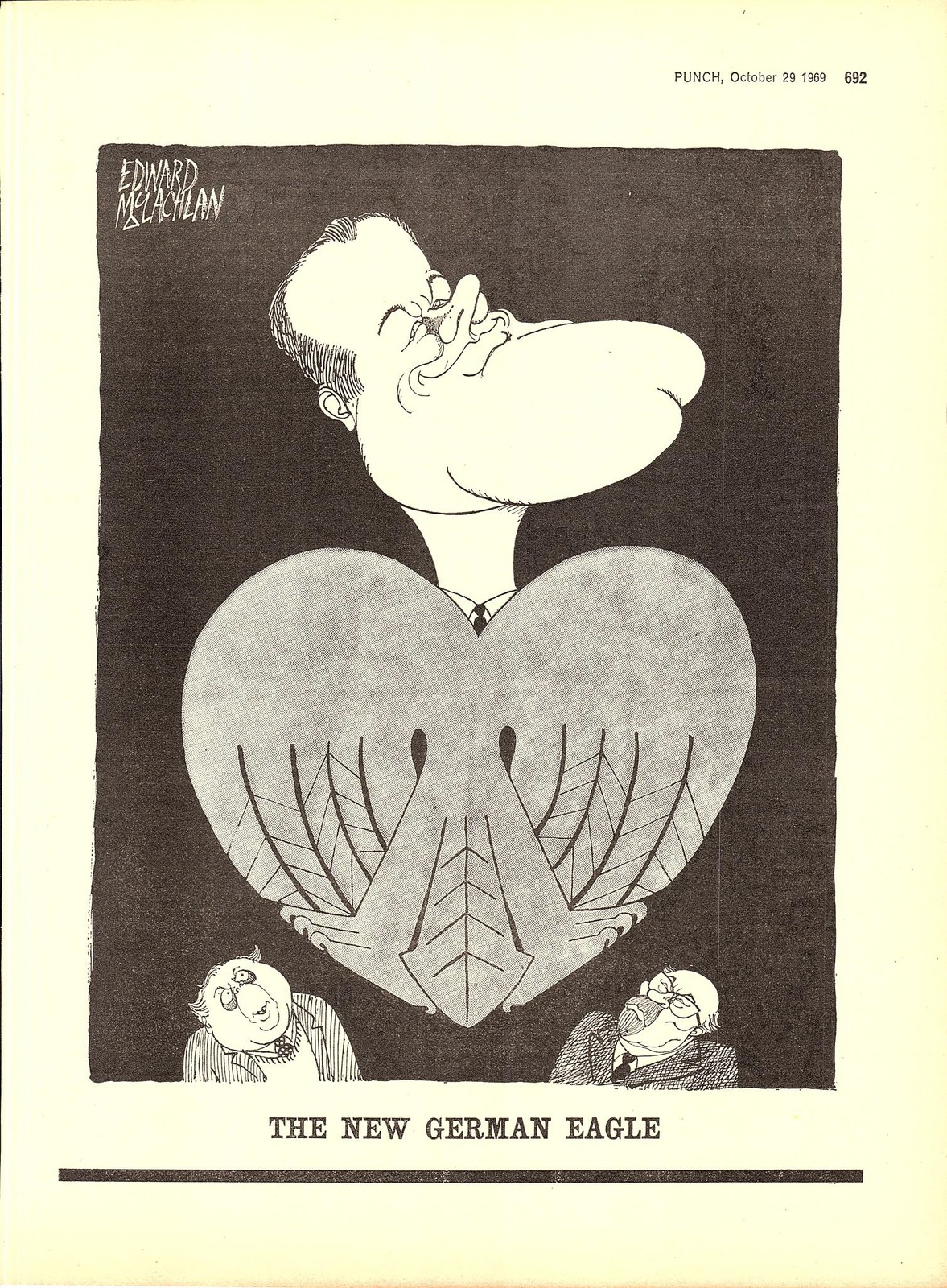 Original 1969 Punch McLachlan Cartoon Print WILLY BRANDT “The New German Eagle”