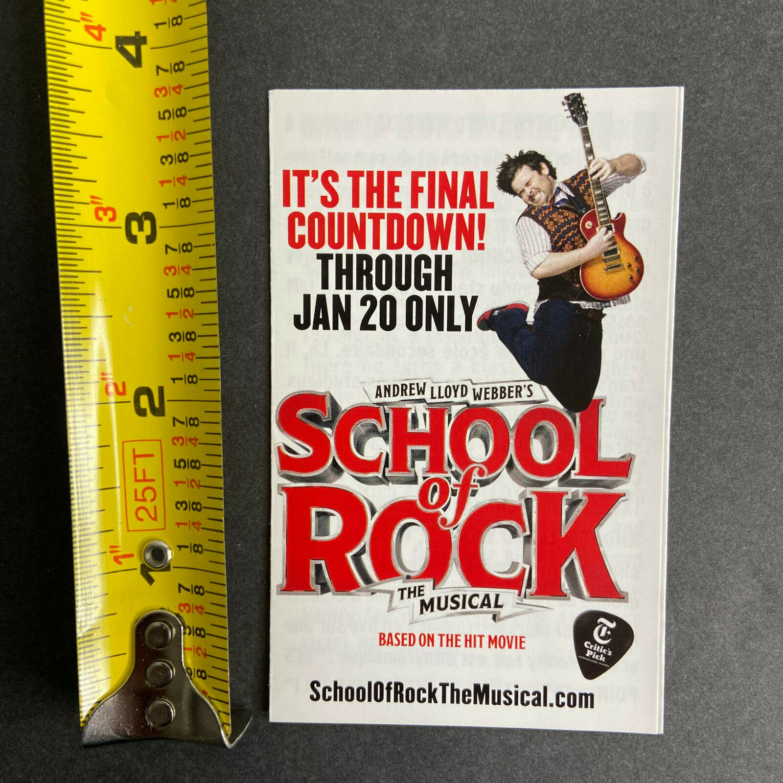 School of Rock 2019 Promo Ad Flyer Handbill Pocket New York City Broadway