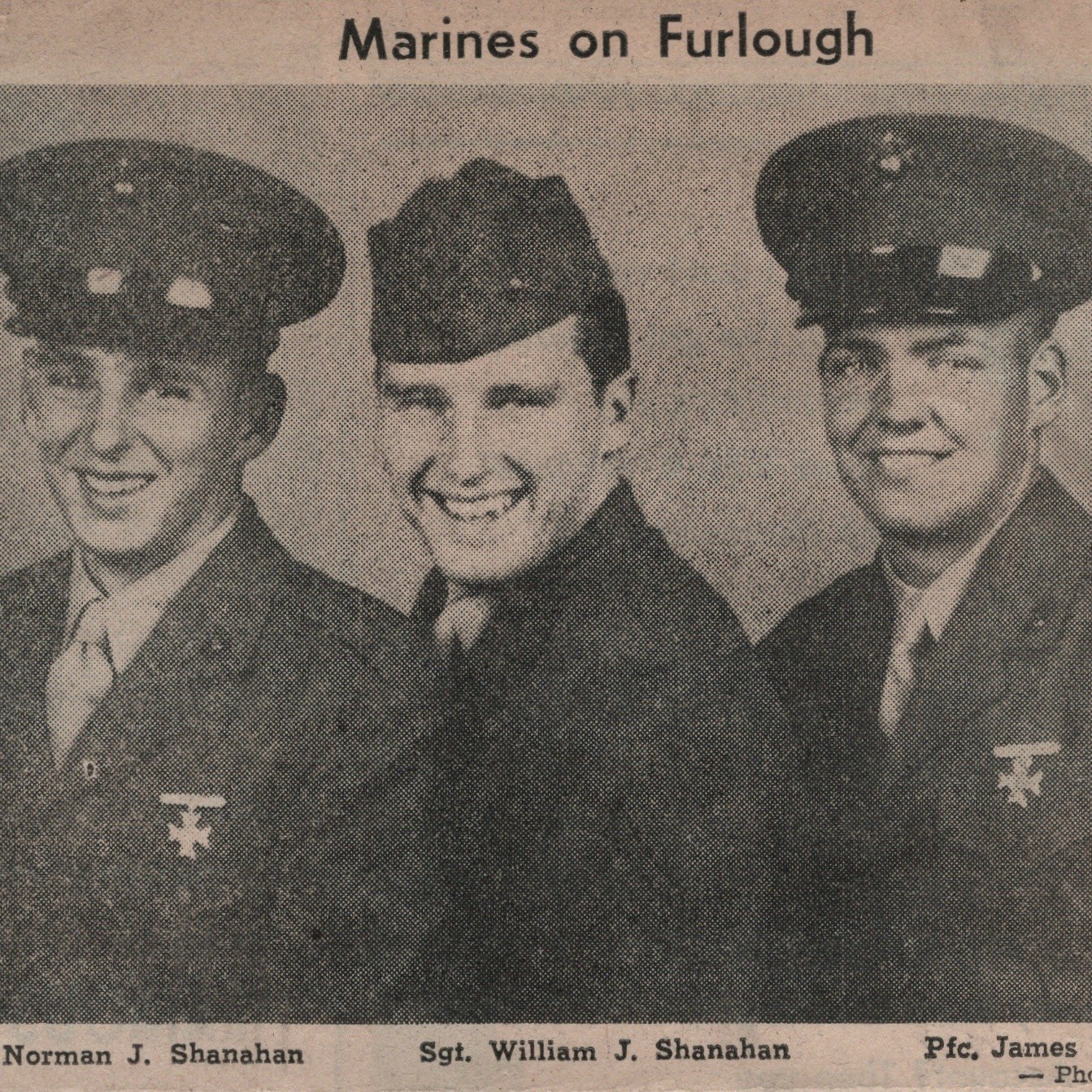 Furlough Marines 1950s Newspaper Photo James Delaney Norman William Shanahan VTG