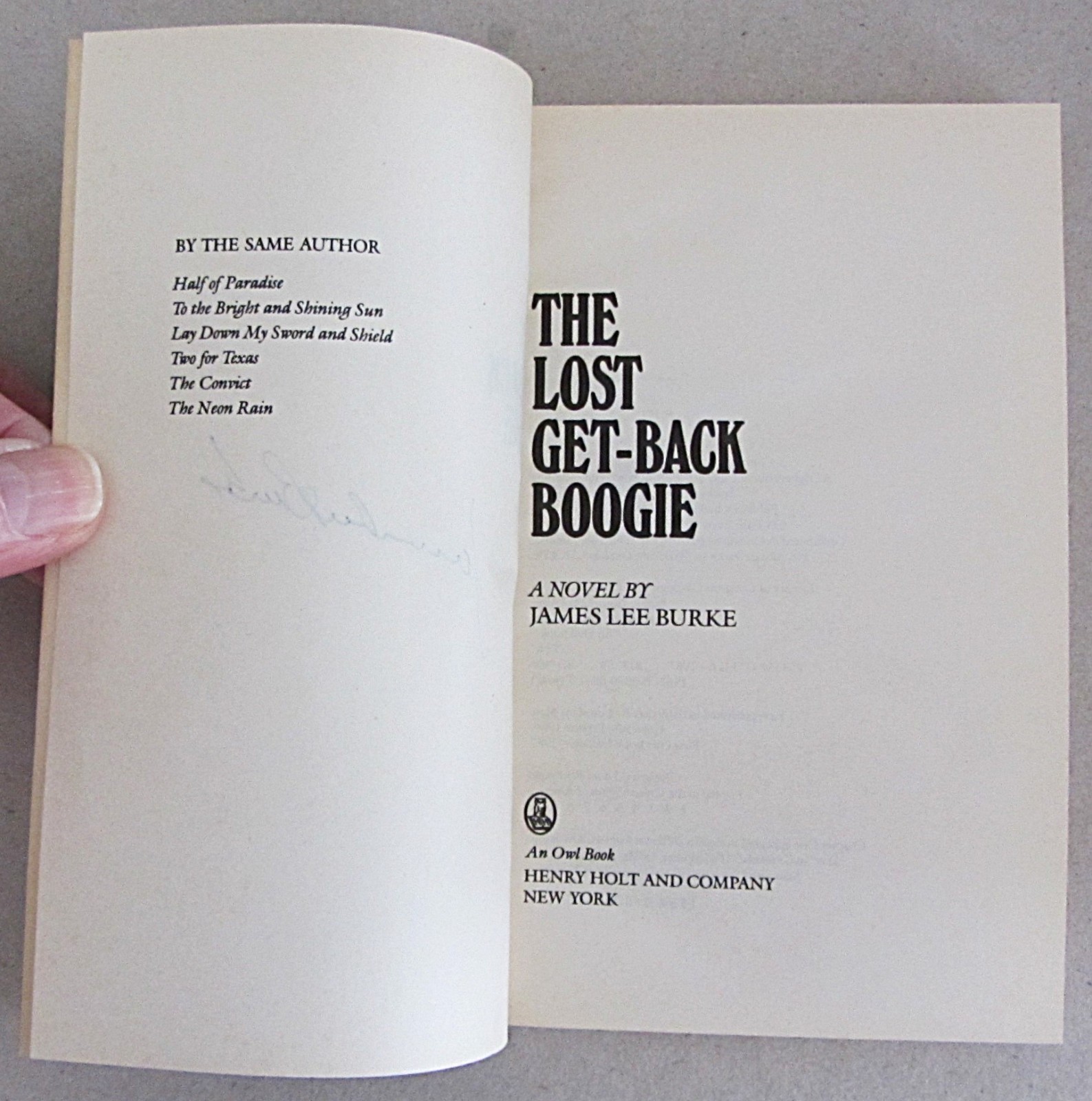 SIGNED~JAMES LEE BURKE~THE LOST GET-BACK BOOGIE~LTD ED MASS MARKE PAPERBACK~1987