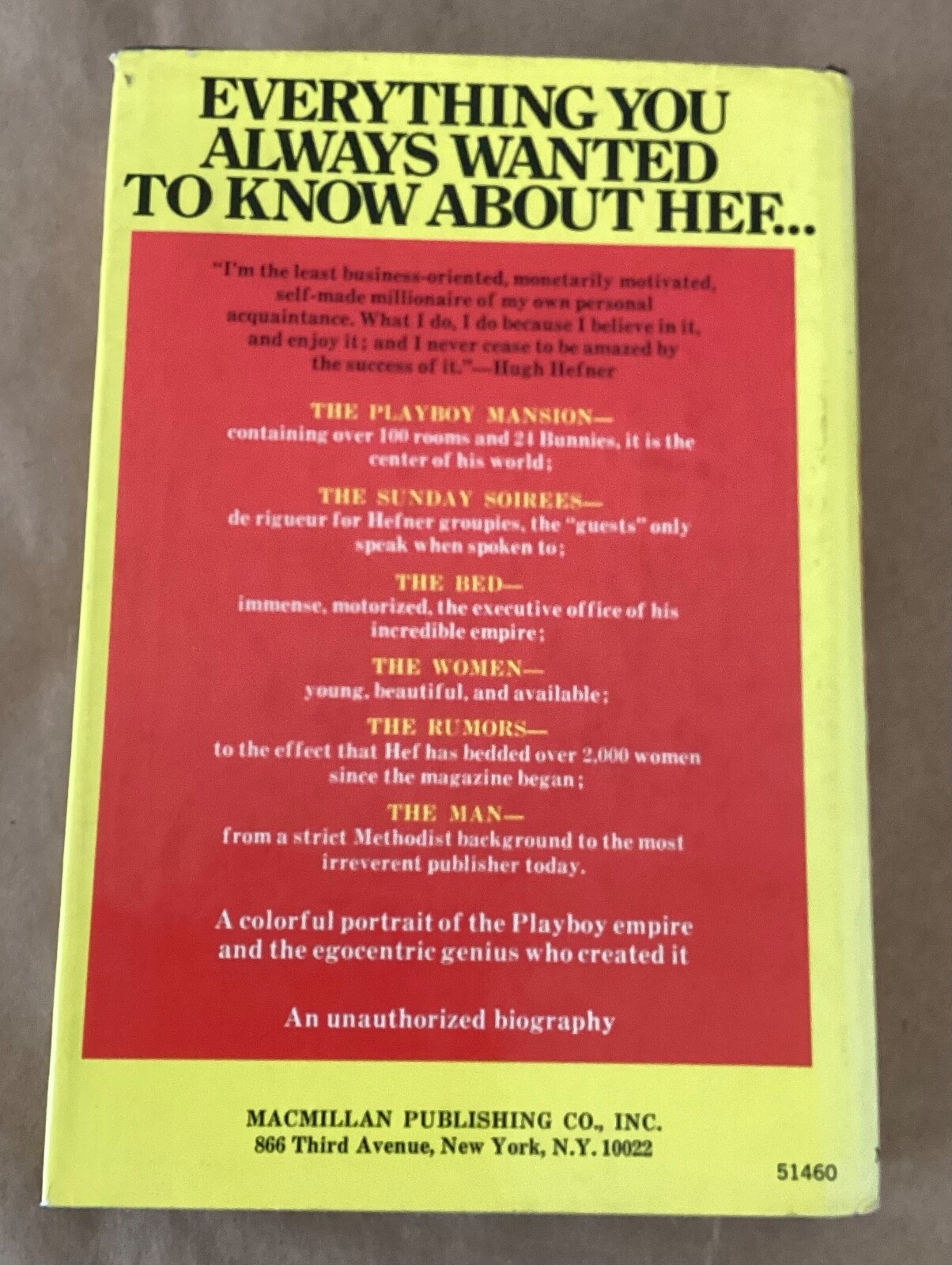 Hugh Hefner 1st edition Hardcover HCDJ 1974 biography book Frank Brady