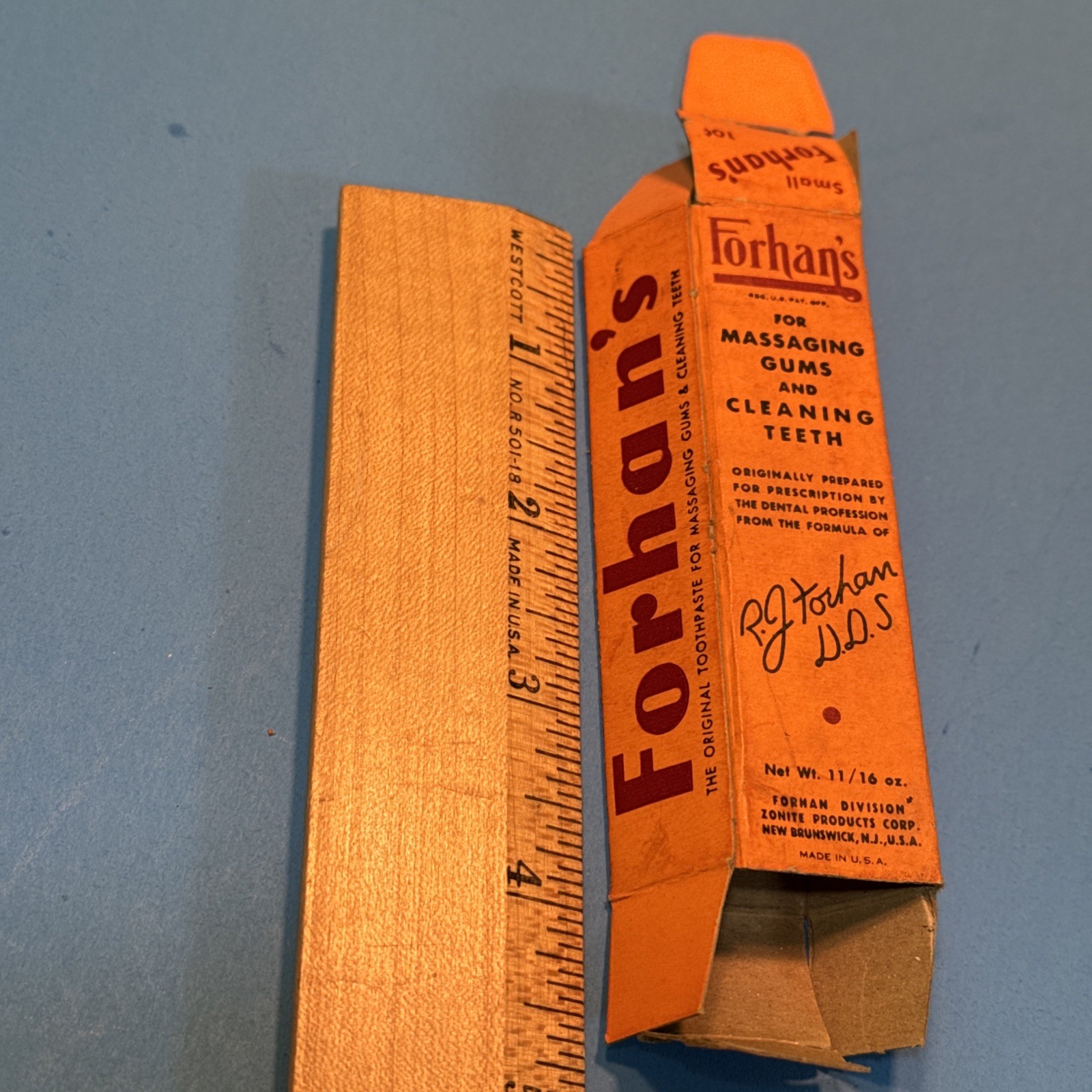 Vintage 1940’s Forhan’s Toothpaste Small 10 cent BOX ONLY