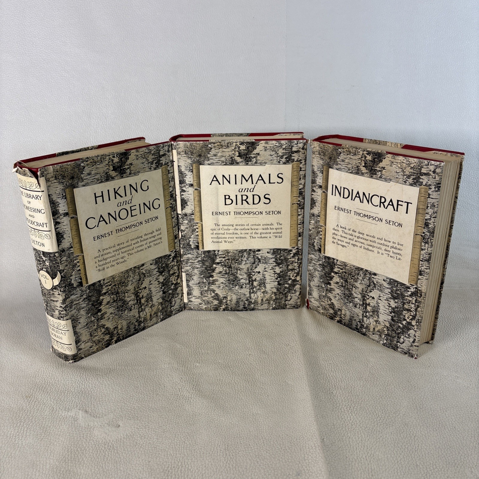 Vtg Vol. 1-3 Animals & Birds, Craft, Hiking -HC- DJ ERNEST THOMPSON SETON 1926