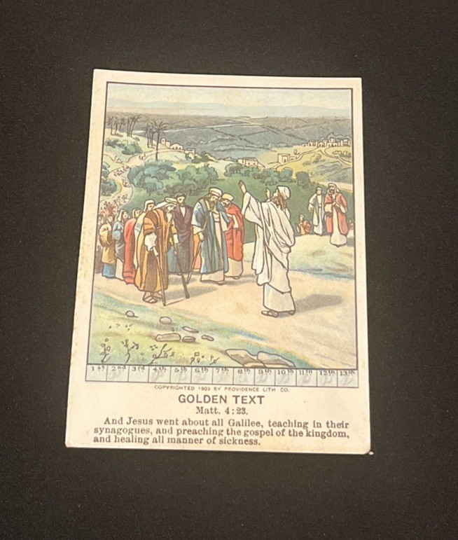 Antique 1904 Golden Text Bible Lesson Card Providence Lithograph Co