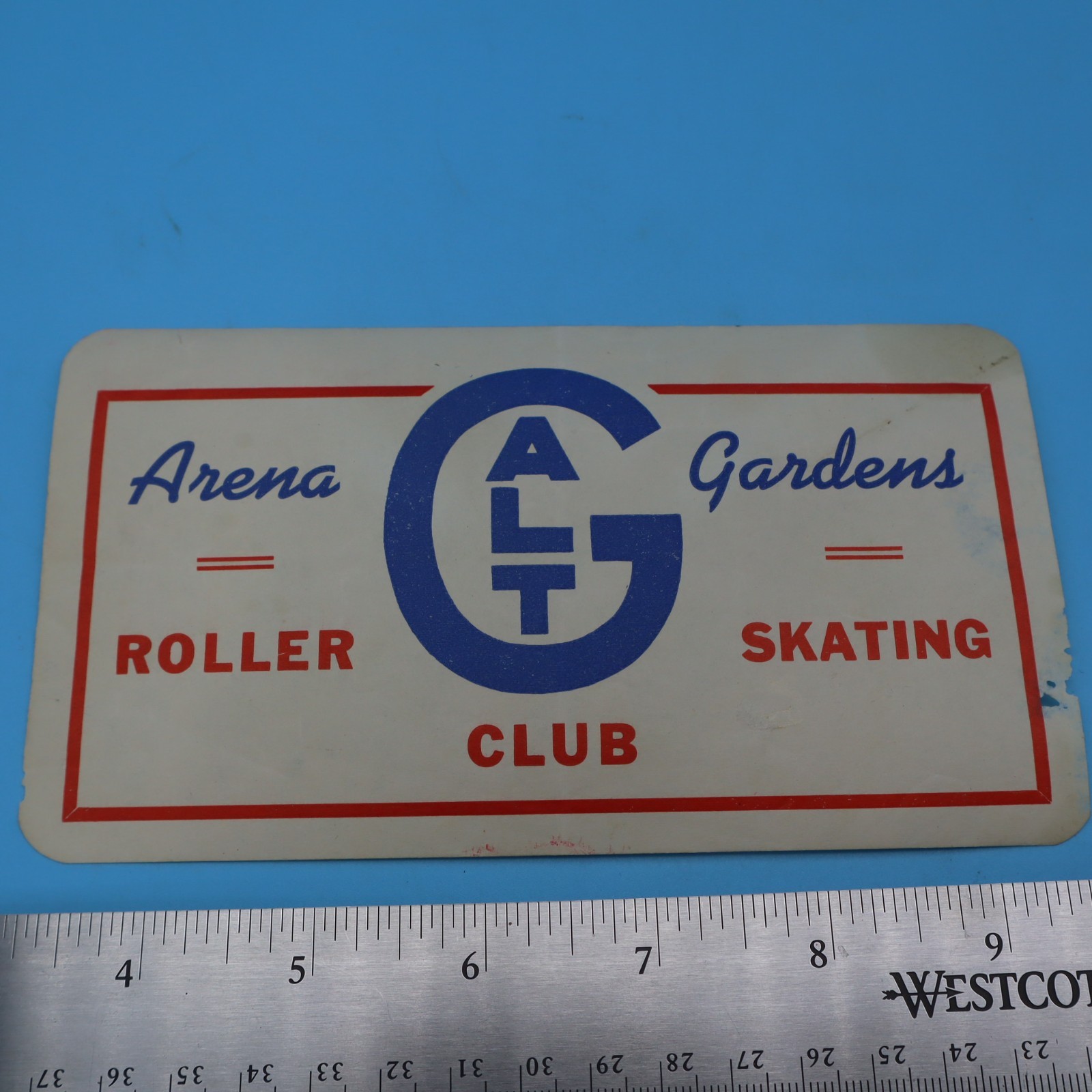 ARENA GARDENS GALT 1940s Vintage Roller Skating Rink Sticker Label Decal
