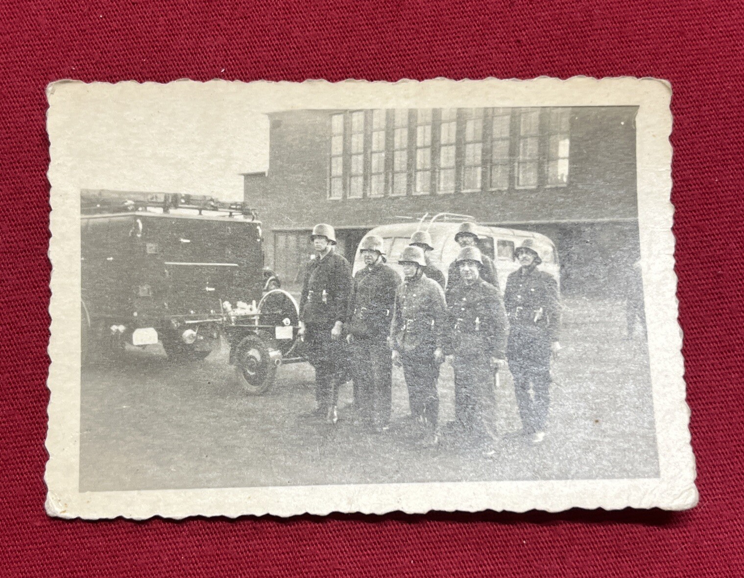 WW2 WWII Original German Military wartime Photo Steel Helmet Soldiers Lined up