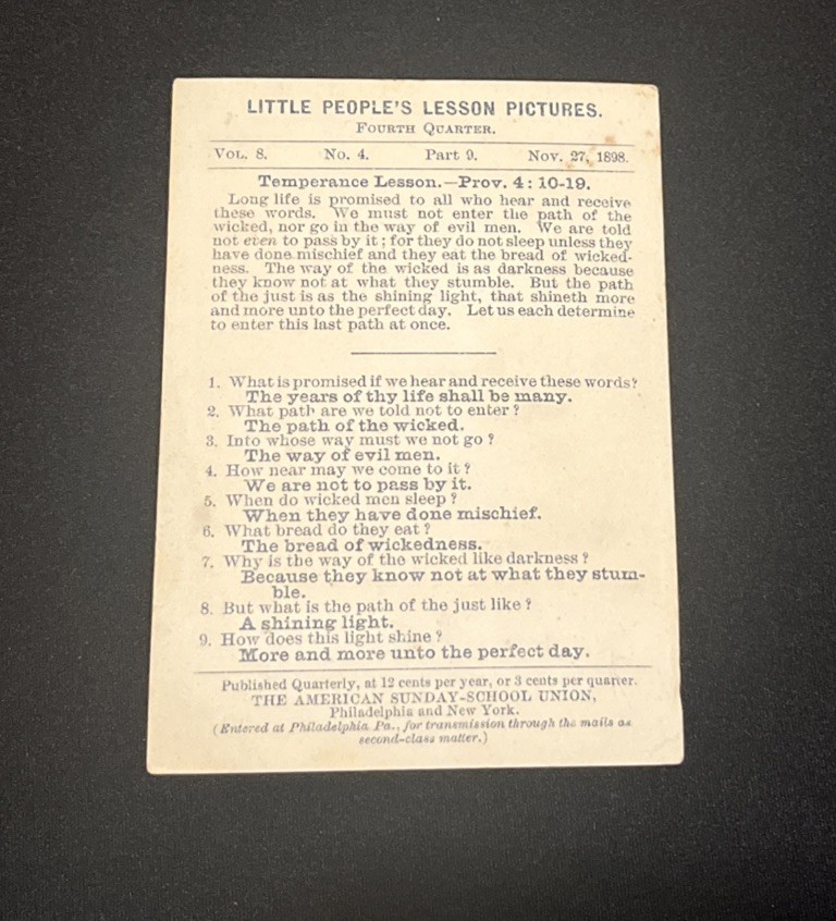 Antique 1898 The Two Ways Bible Lesson Card Providence Lithograph Co