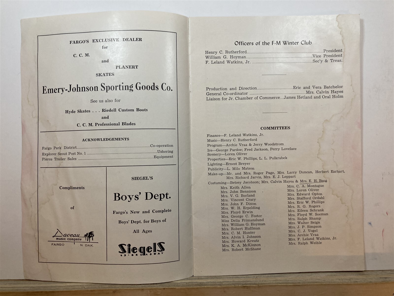 1951 Fargo Moorhead Winter Club Jack Frost Ice Skating Revue Program ND MN Vtg