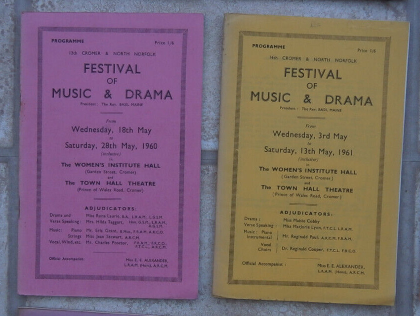 Cromer Festival Music & drama 21 programmes between 1951 – 1972 , plus ephemera