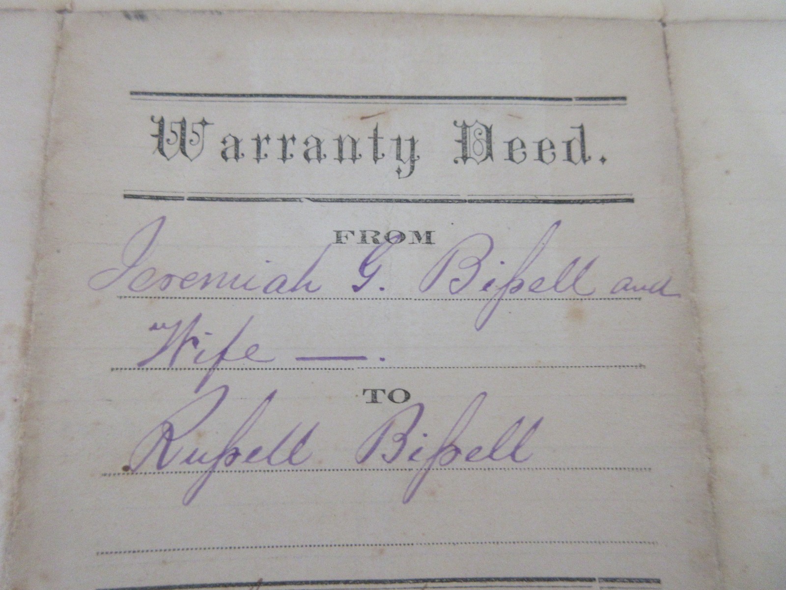 Antique 1870 Warranty Deed With Dower ONE DOLLAR Ohio Bipell + Post Stamps 25c