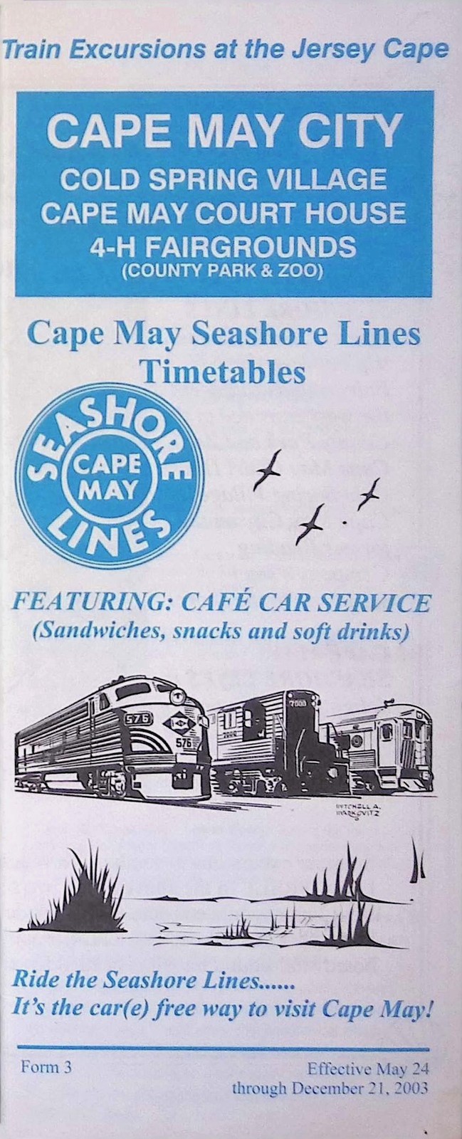 2003 Cape May Seashore Lines Train Excursion Brochure Timetable Form 3