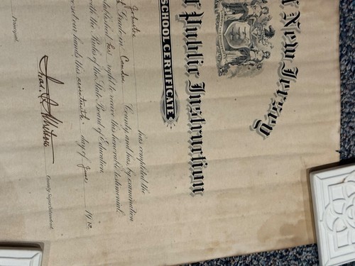 1912 8th Grade Graduation Certificate Grace Ferster Camden NJ New Jersey School