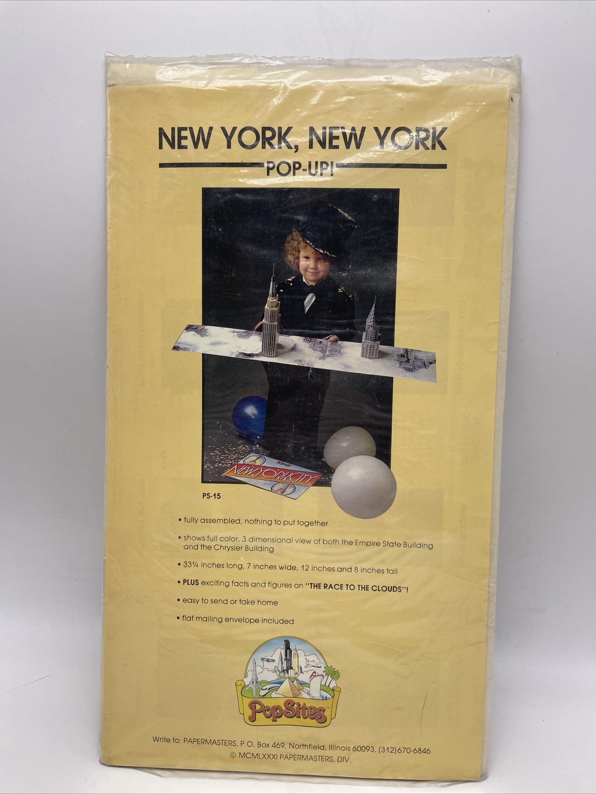 PopSites New York City Pop-up Model New NOS 1981 Empire State Chrysler Bldg 33″
