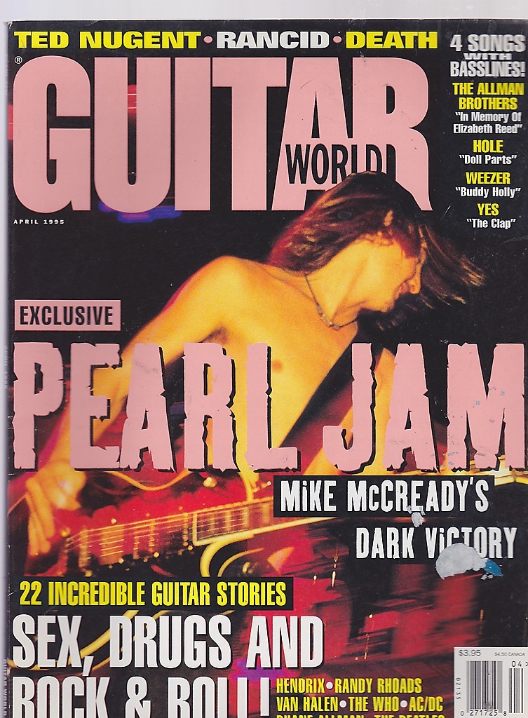 APRIL 1995 GUITAR WORLD vintage music magazine PEARL JAM