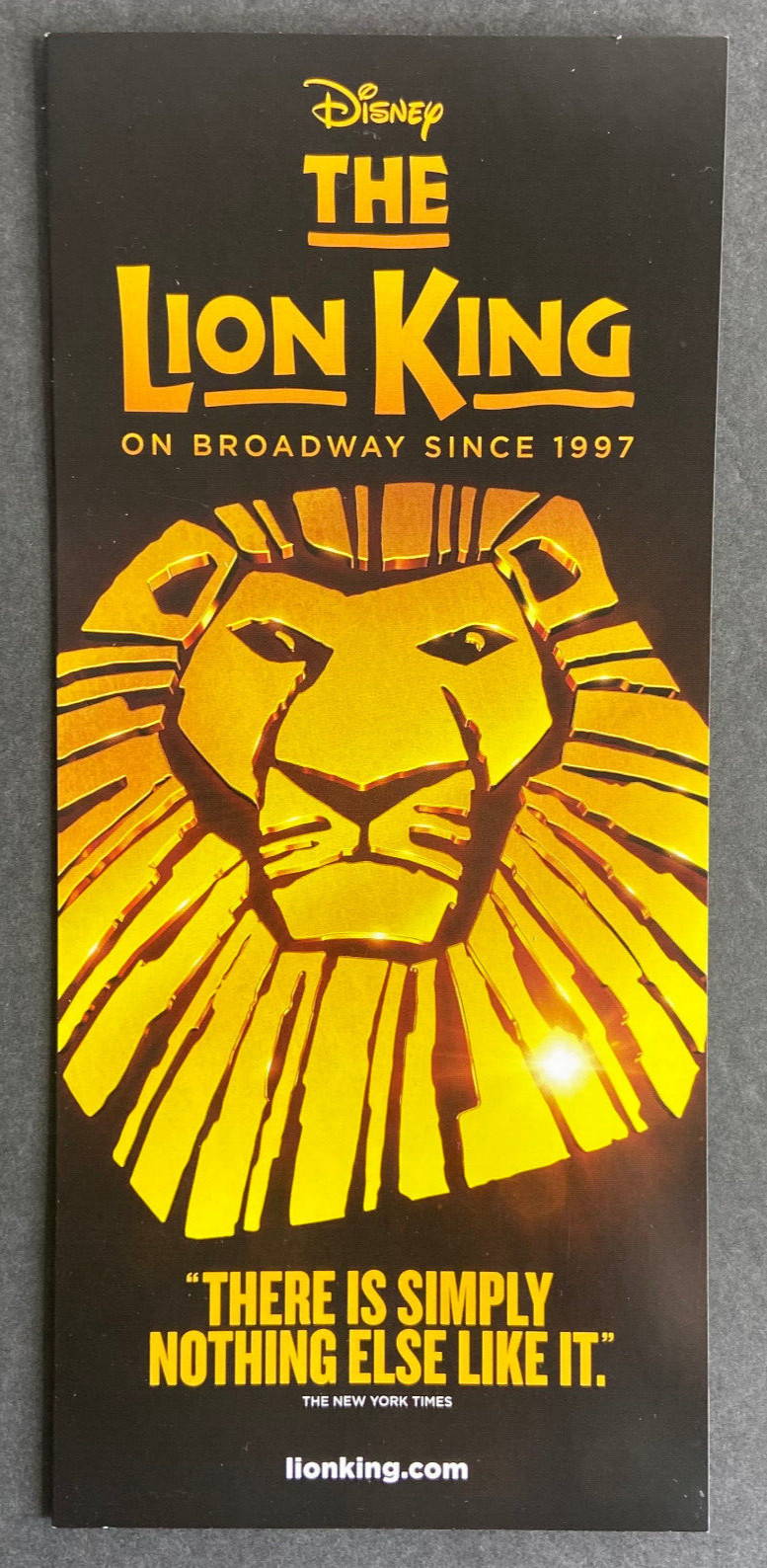 Disney The Lion King 25 years 2022 Ad Flyer Broadway New York City Advertisement