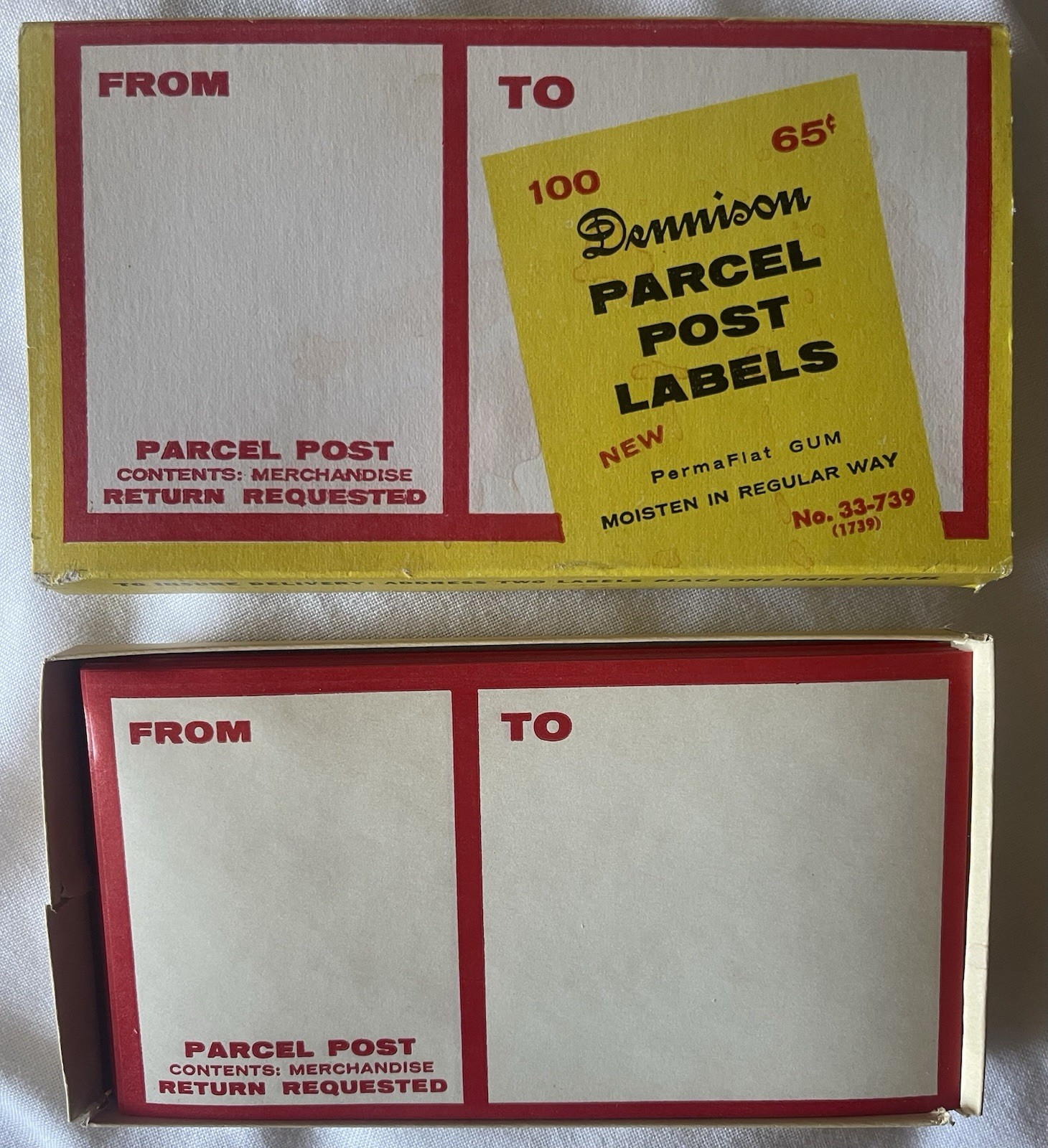 Vintage 90 DENNISON PARCEL POST LABELS Tablet Gummed 5.5″x 3″ #33-739