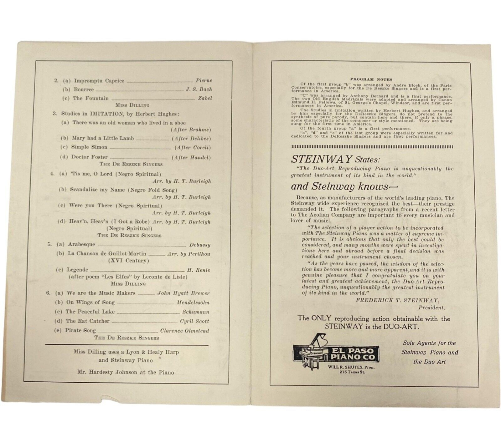 The De Reszke Singers The Fourth Philharmonic Concert Liberty Hall Feb 6 1925