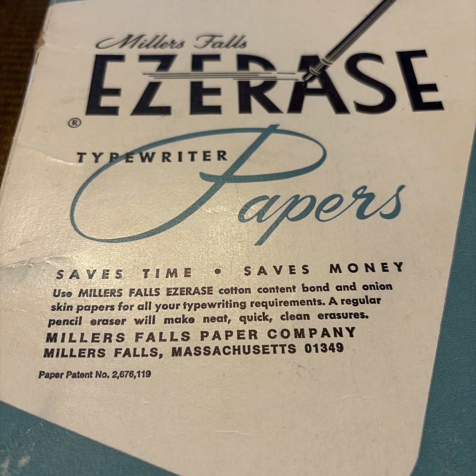 Millers Falls Typewriter Papers In Vintage Box Onion Skin Opaque 8 1/2” X 14”