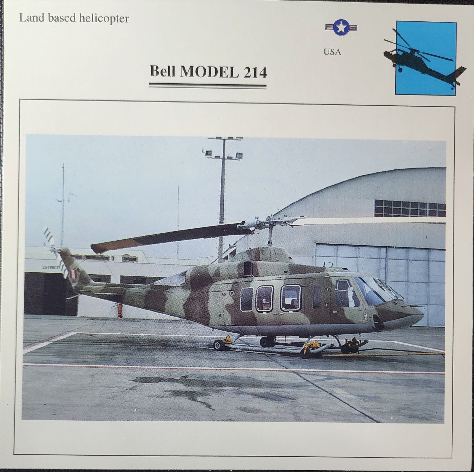 Bell Helicopter Picture Original Vtg Info Detail Collector Card NOS