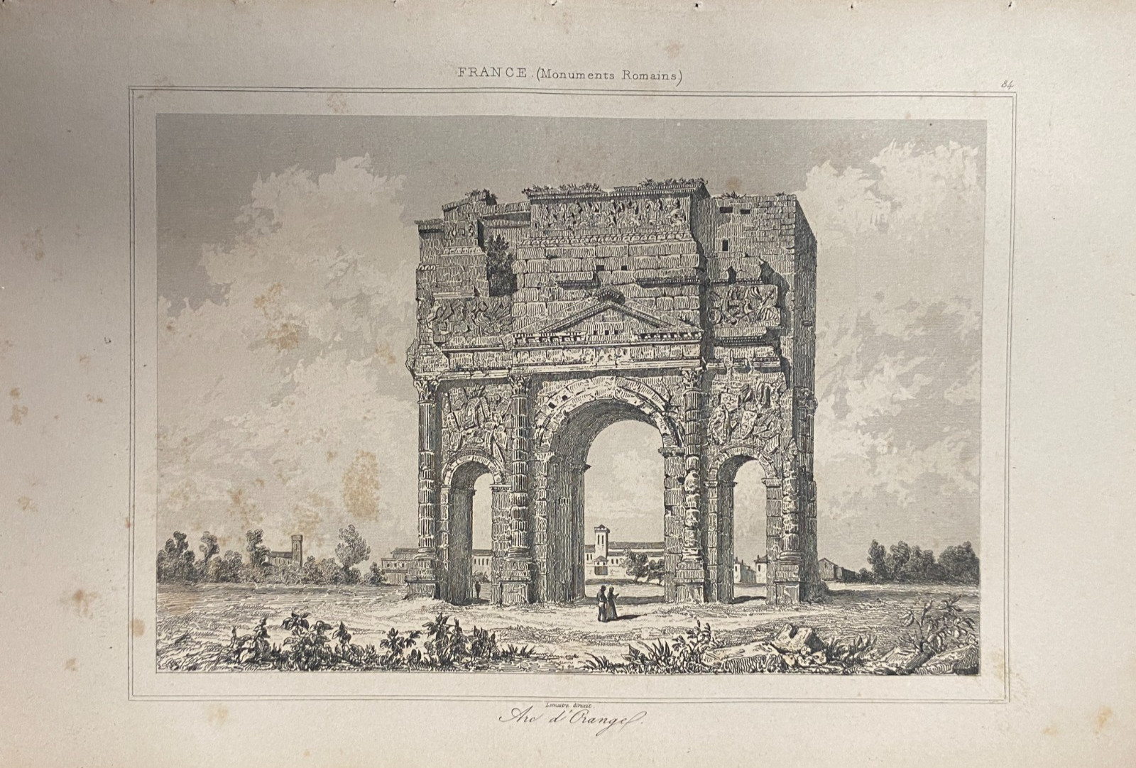 Engraving France “The Arc Of Orange In Provence”