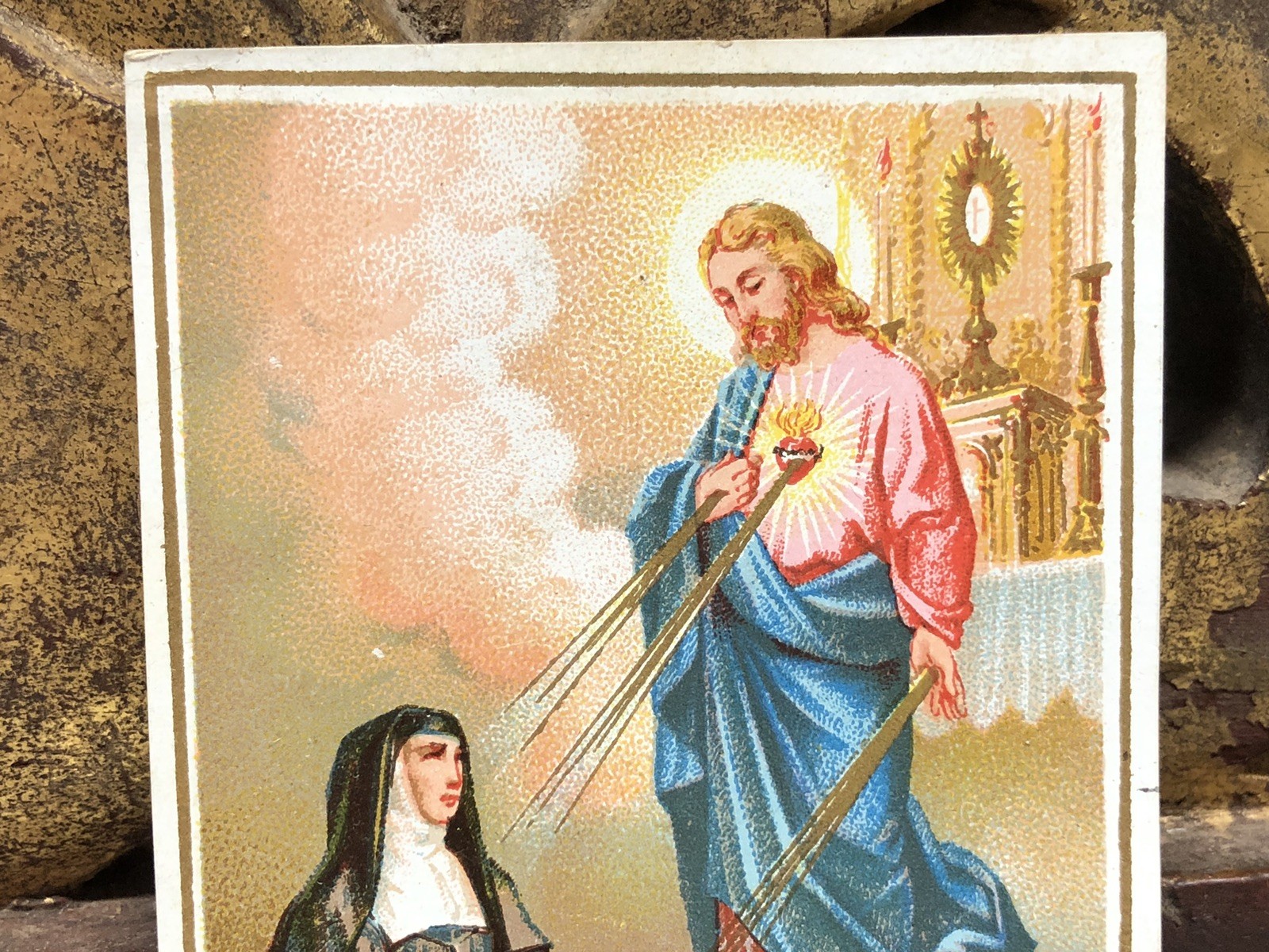 Sacred Heart of Jesus to St Margaret Mary Alacoque L Turgis Paris Catholic Card
