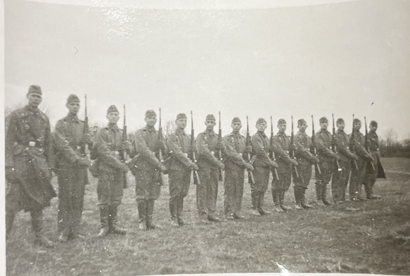 WW2 WWII Original German Military wartime Photo Soldiers Lined Up W Rifles