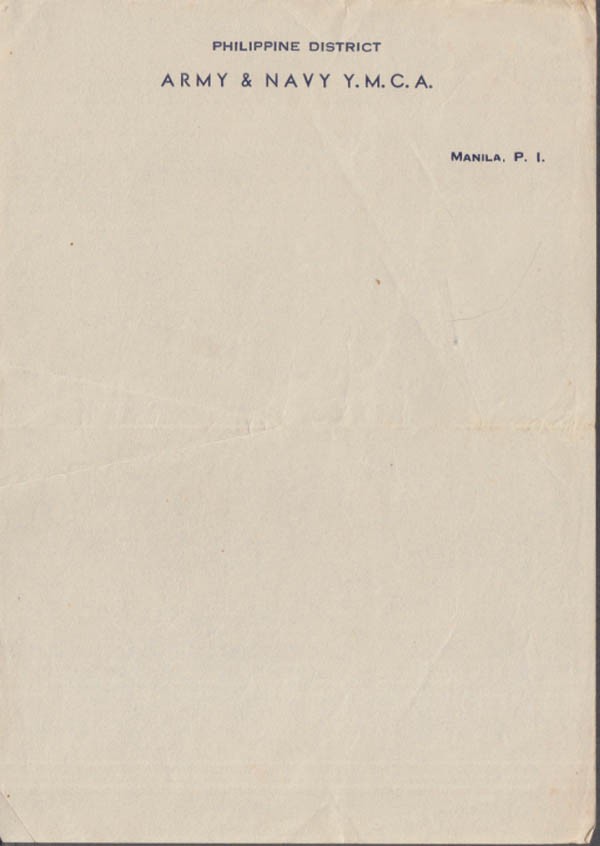 Army & Navy YMCA Y M C A Philippine Dictrict notepaper Manila PI ca 1930s