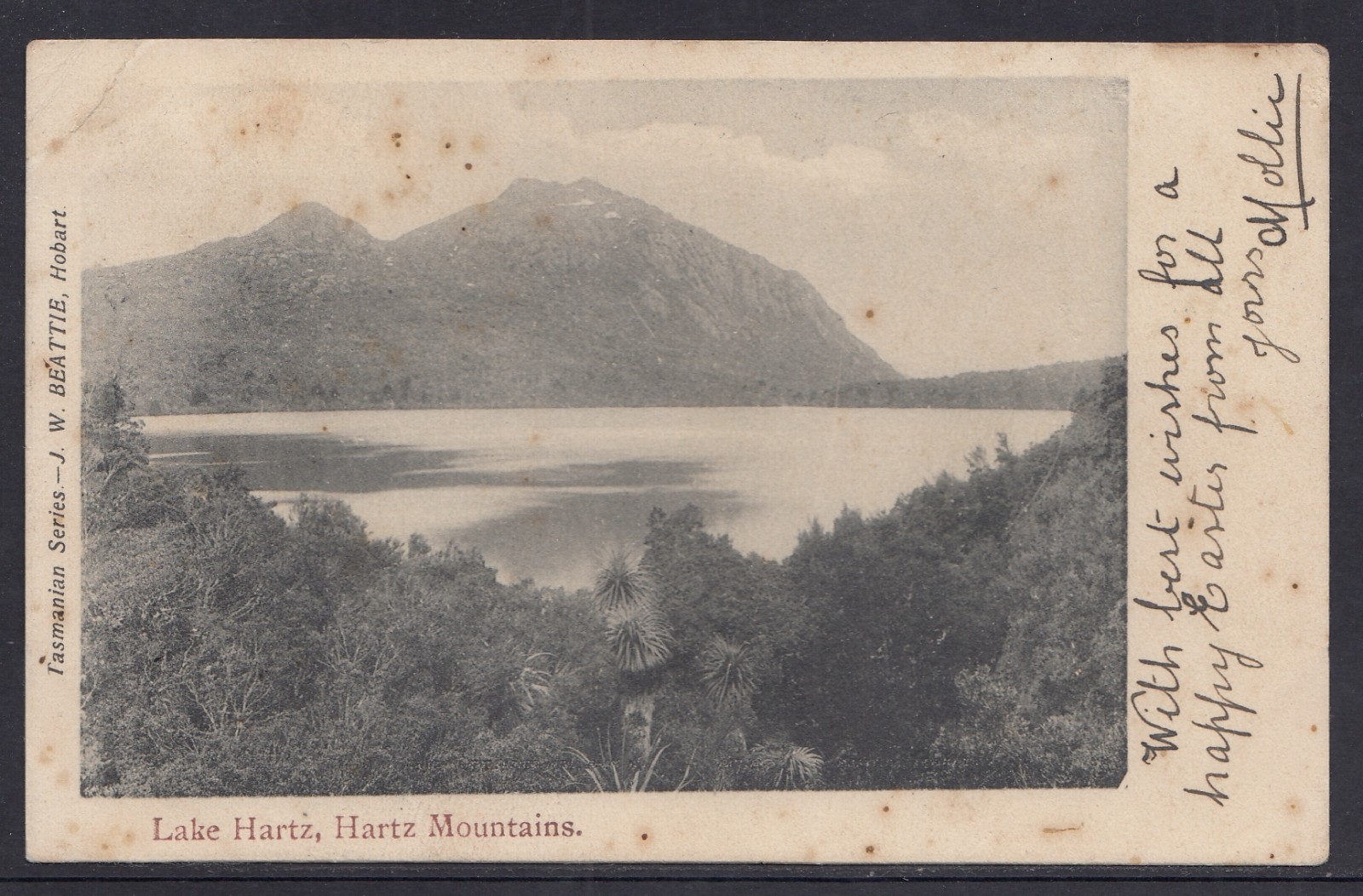 Australia Postcard J W Beattie Lake Hartz, Mountains, faults, used