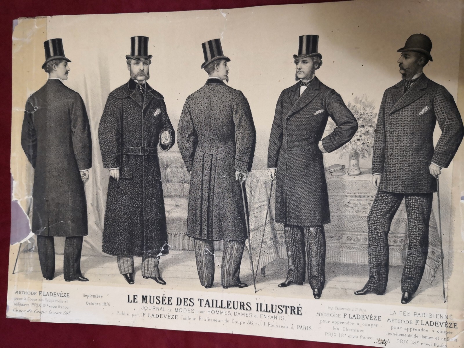 TWO ORIGINAL 19th Century FRENCH ANTIQUE PRINTS – MEN’S FASHION (Set D)