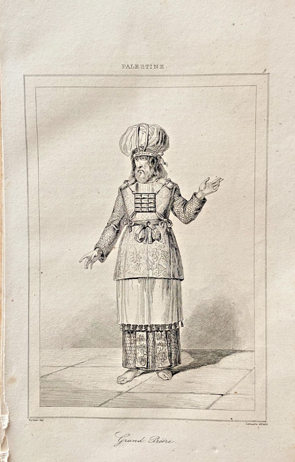 Engraving Palestine Grand Priest XIXth Century France, 1 Page