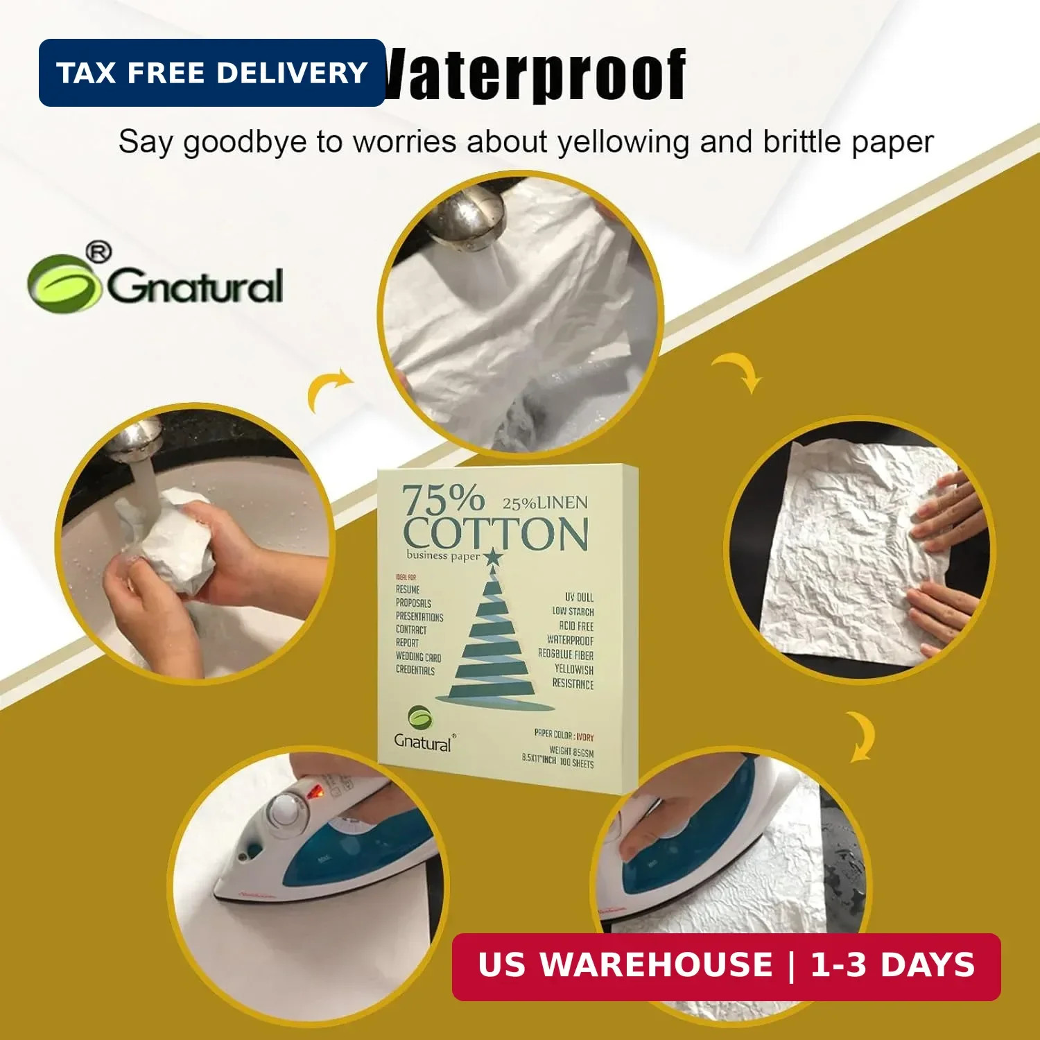 75% Cotton 25% Linen Business Paper, Ivory 85gsm 8.5″W x 11″L Resume Paper, Won’
