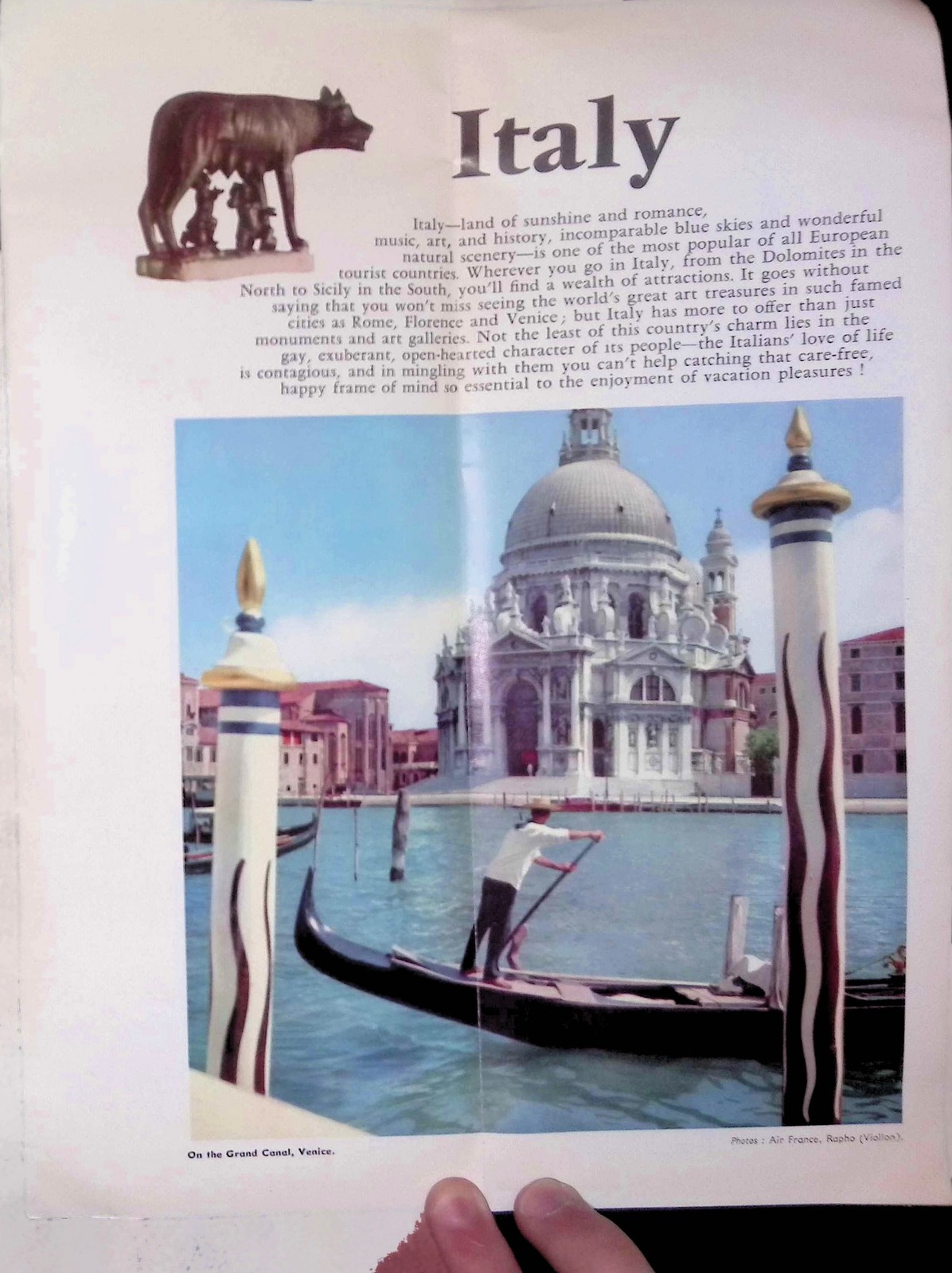 Air France Italy Travel Poster Offset Litho 1950s Type Route Advertising