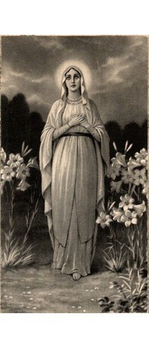 1930s Italy Saint Devotional Card Lilies Grayscale Image Early 20th C Religious