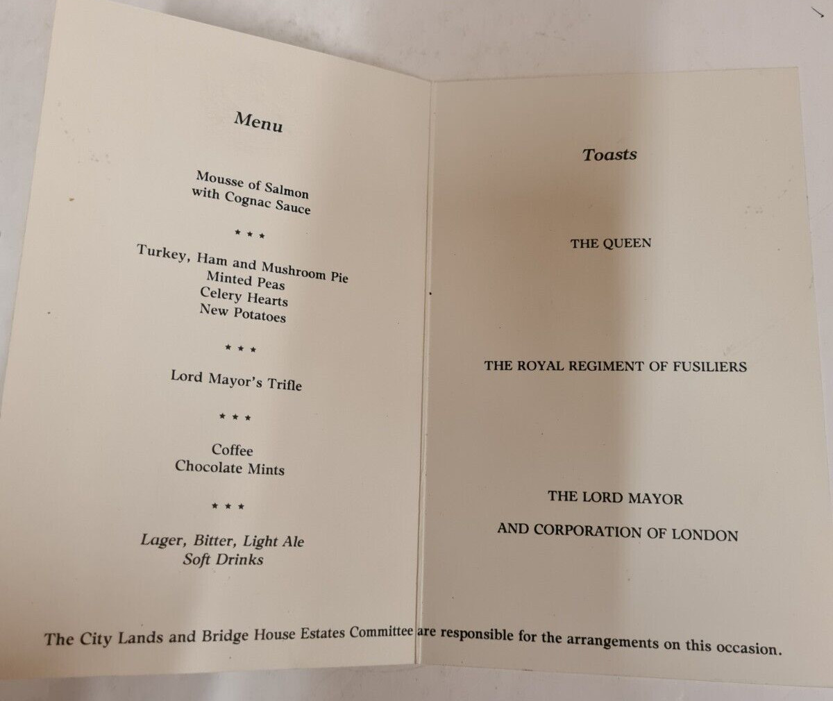 Vintage Collection x 6 London Guildhall Military Banquet / Reception Programmes